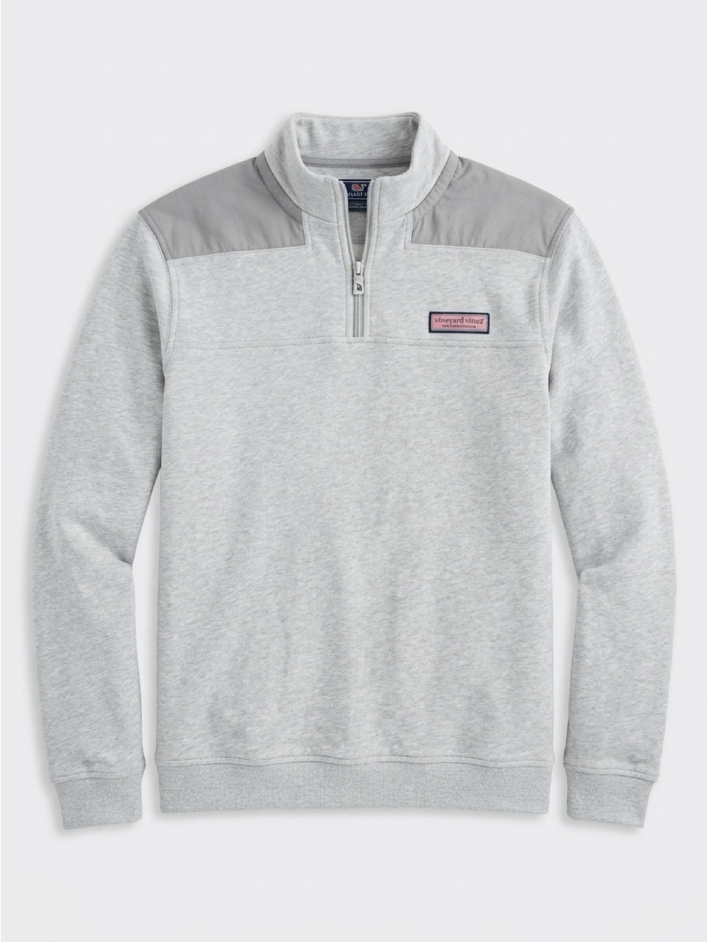 Vineyard Vines Light Gray Men's Quarter-Zip Pullover with Contrast Yoke